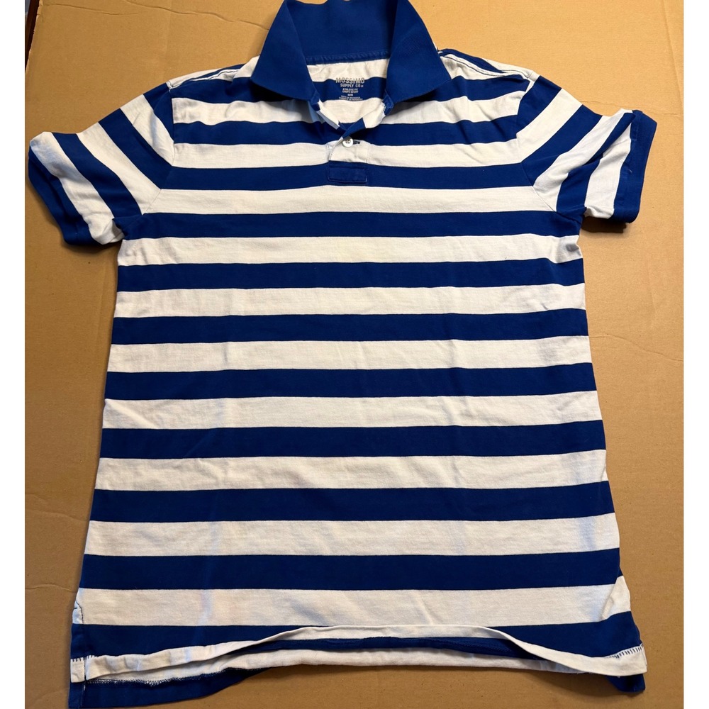 Mossimo Supply Co Mens Blue White Striped Athletic Fit Polo Shirt Size M